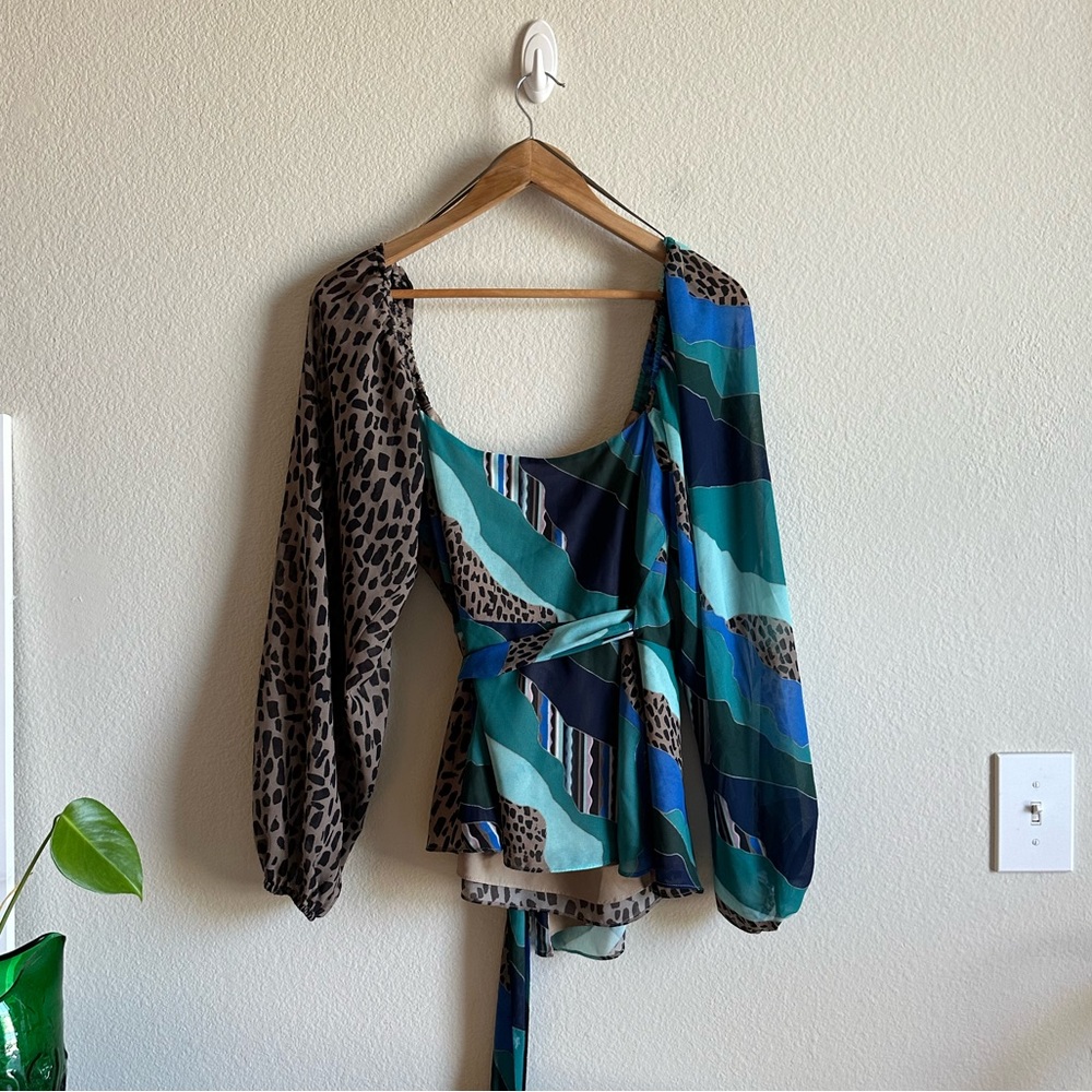 Anthropologie Hutch Mixed Print Wrap Top - Picture 11 of 16